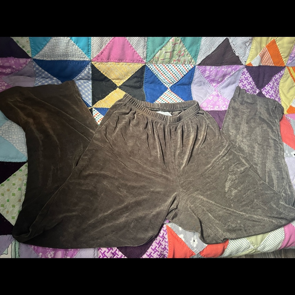 softwear petites olive green velvet pants
